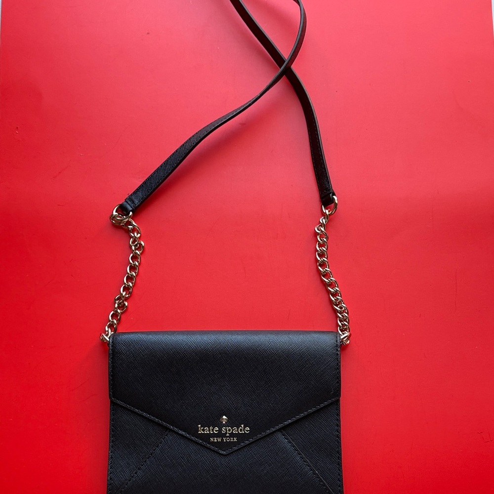 Kate Spade Black Crossbody Bag with Gold Chain
